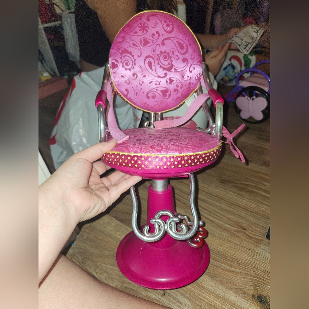 Pink Doll Chair with Paisley Design